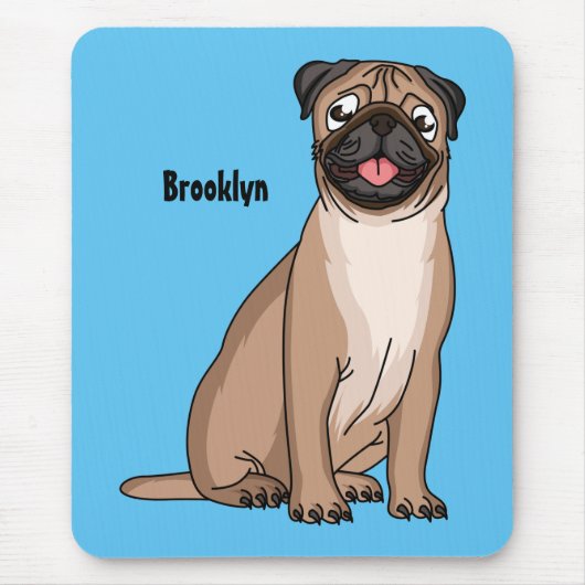 Funny Mops Hund Cartoon Illustration Mousepad (Vorne)