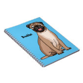 Funny Mops Hund Cartoon Illustration Notizblock (Rechte Seite)