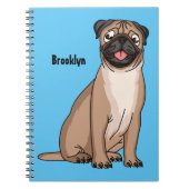 Funny Mops Hund Cartoon Illustration Notizblock (Vorderseite)