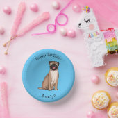 Funny Mops Hund Cartoon Illustration Pappteller (Party)