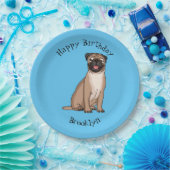 Funny Mops Hund Cartoon Illustration Pappteller (Party)