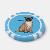 Funny Mops Hund Cartoon Illustration Pokerchips (Einzeln)