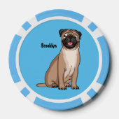 Funny Mops Hund Cartoon Illustration Pokerchips (Rückseite)