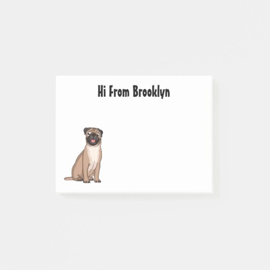 Funny Mops Hund Cartoon Illustration Post-it Klebezettel (Vorderseite)