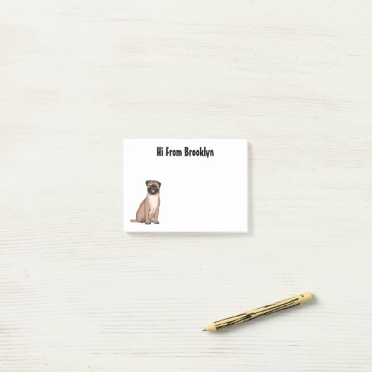 Funny Mops Hund Cartoon Illustration Post-it Klebezettel (Auf Schreibtisch)