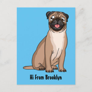 Funny Mops Hund Cartoon Illustration Postkarte
