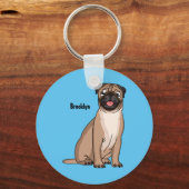 Funny Mops Hund Cartoon Illustration Schlüsselanhänger (Vorderseite)