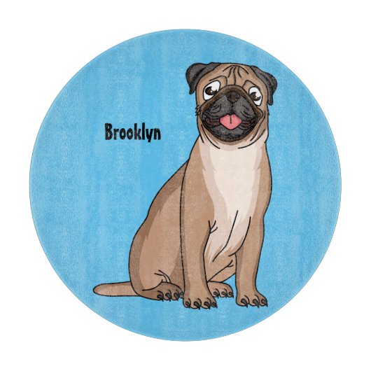 Funny Mops Hund Cartoon Illustration Schneidebrett (Vorderseite)