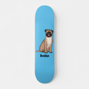 Funny Mops Hund Cartoon Illustration Skateboard
