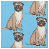 Funny Mops Hund Cartoon Illustration Stoff (Nahaufnahme)
