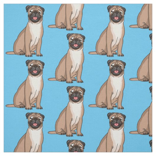 Funny Mops Hund Cartoon Illustration Stoff (Muster)