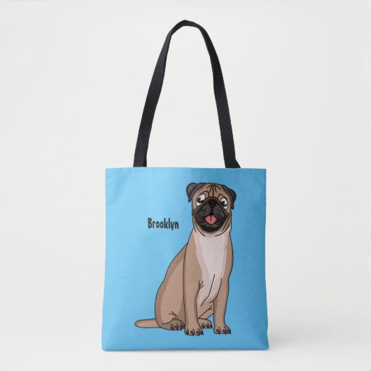 Funny Mops Hund Cartoon Illustration Tasche (Vorderseite)