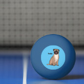 Funny Mops Hund Cartoon Illustration Tischtennisball (Netto)
