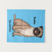 Funny Mops Hund Cartoon Illustration Wandteppich (Vorderseite (Horizontal))