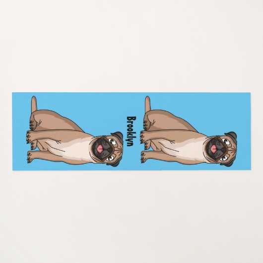Funny Mops Hund Cartoon Illustration Yogamatte (Rückseite (Horizontal))