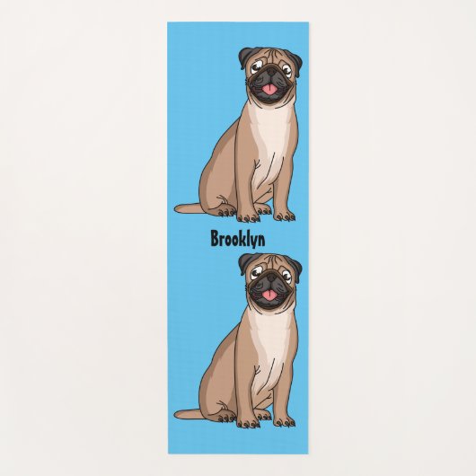 Funny Mops Hund Cartoon Illustration Yogamatte (Vorderseite)