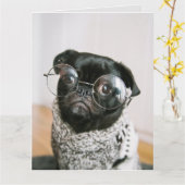 FUNNY MOPS HUND DENKEN SIE GREETING CARDS KARTE (Gelbe Blume)