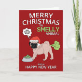 Funny Mops Hund frohe Weihnachten und Neujahr (Vorderseite)