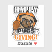 Funny Mops Hund Happy Pugsgiving Erntedank Aufkleber (Blatt)