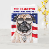 Funny Mops Hund Marine Boot Camp Graduate Karte (Gelbe Blume)