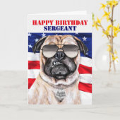 Funny Mops Hund Militärsergeant Geburtstag Karte (Gelbe Blume)