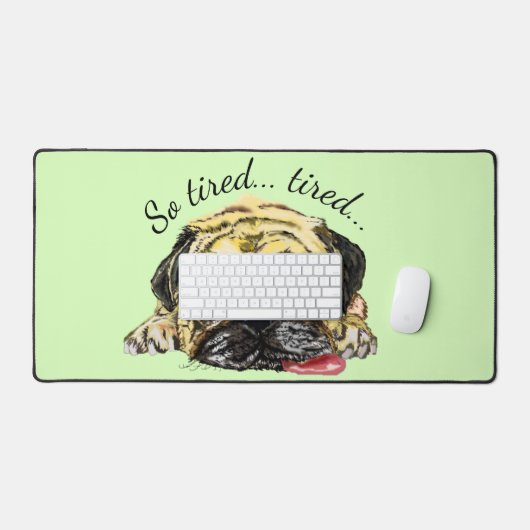 Funny Mops Hund mit benutzerdefiniertem Text und F Schreibtischunterlage (Tastatur & Maus)