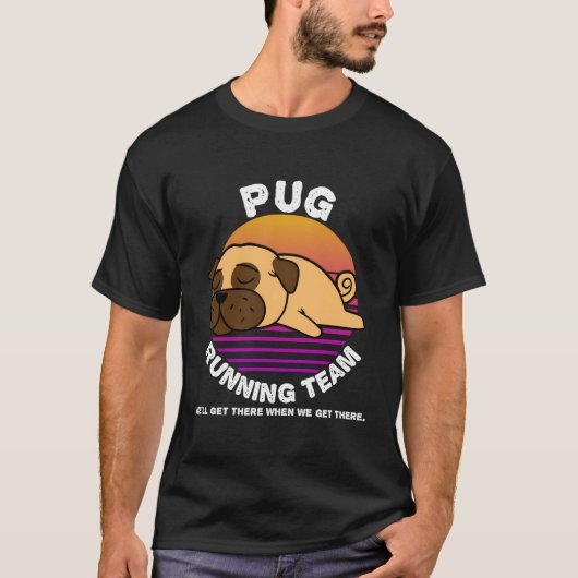 Funny Mops Hund Running Team Sweater Kinder Männer T-Shirt (Vorderseite)