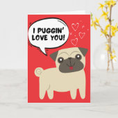 Funny Mops Hund Valentine Card Karte (Gelbe Blume)