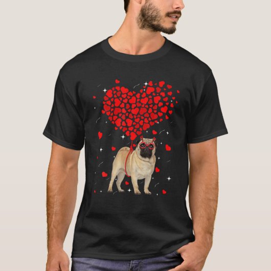 Funny Mops Hund Valentine Haustier Welpen Hund Lov T-Shirt (Vorderseite)