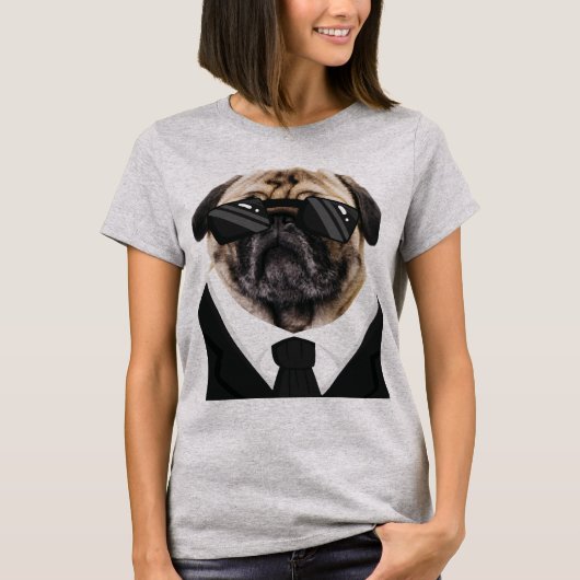Funny Mops Hunde in Black T-Shirt (Vorderseite)