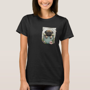 Funny Mops in Pocket Puppy Dog Kleidung Niedlicher T-Shirt
