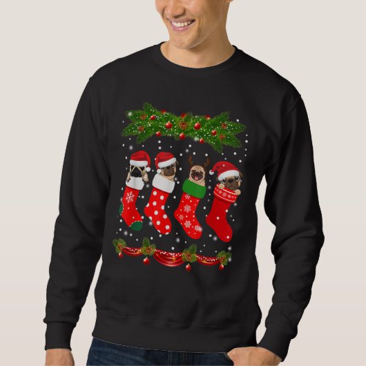 Funny Mops in Socks Weihnachtsliebhaber Weihnachte Sweatshirt (Vorderseite)