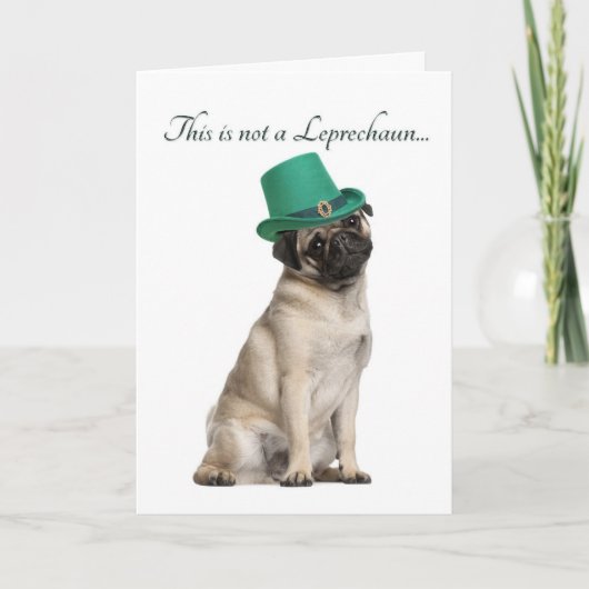 Funny Mops Leprechaun Card Karte (Vorderseite)