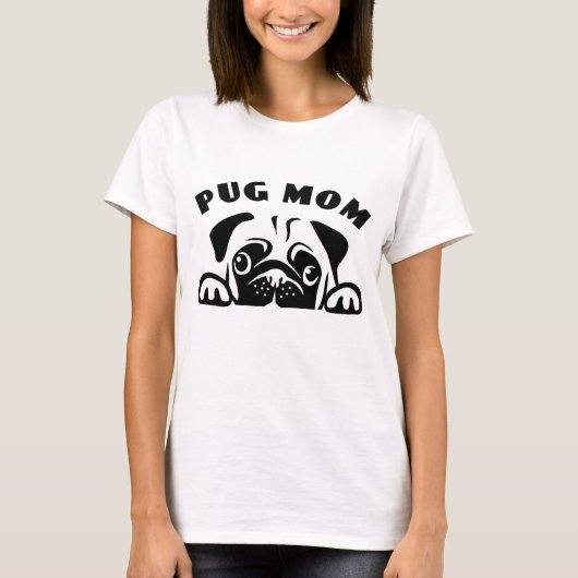 Funny Mops Mama Niedlich Welpe Hund Cartoon Welpen T-Shirt (Vorderseite)
