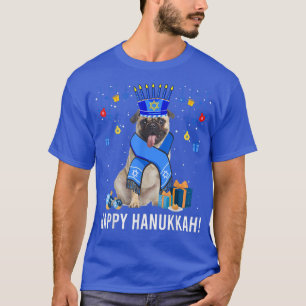 Funny Mops Menorah Hat Weihnachts glücklich Hanukk T-Shirt