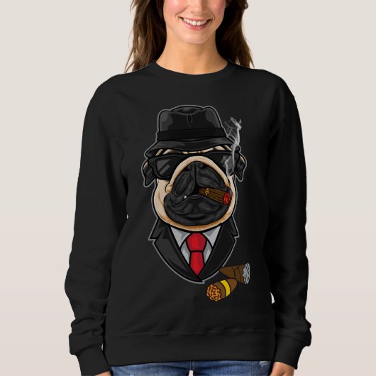 Funny Mops mit Zigarren-T - Shirt für Männer Essen (Vorderseite)