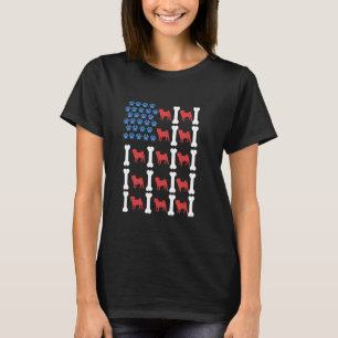 Funny Mops Paws Flag American Usa Dog T-Shirt