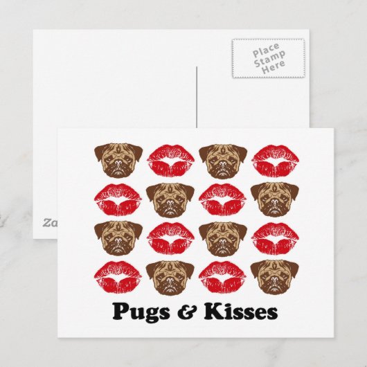 Funny Mops Postkarte (Vorne/Hinten)