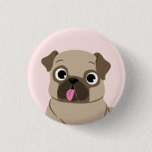 Funny Mops Puppy Cartoon Button (Vorderseite)