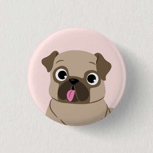 Funny Mops Puppy Cartoon Button (Vorderseite)