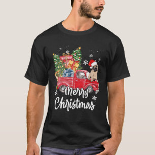 Funny Mops Ride Red Truck Frohe Weihnachten Pajama T-Shirt