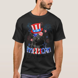 Funny Mops Traaring Sonnenbrille USA Flag 4. Juli  T-Shirt