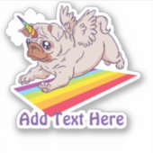 Funny MOPS Unicorn Rainbow ADD Eigener TEXT Cool Aufkleber (Vorderseite)