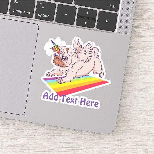Funny MOPS Unicorn Rainbow ADD Eigener TEXT Cool Aufkleber (Detail)