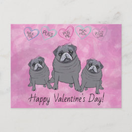 Funny Mops Valentine Postkarte