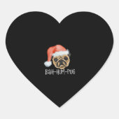 Funny Mops Weihnachts-Hund Mama Vater Pajamas Over Herz-Aufkleber (Vorderseite)