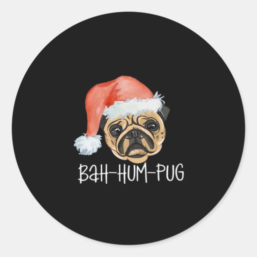Funny Mops Weihnachts-Hund Mama Vater Pajamas Over Runder Aufkleber (Vorderseite)