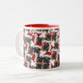 Funny Mops Weihnachtsmuster Zweifarbige Tasse (Vorderseite Links)