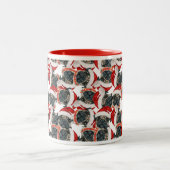 Funny Mops Weihnachtsmuster Zweifarbige Tasse (Mittel)