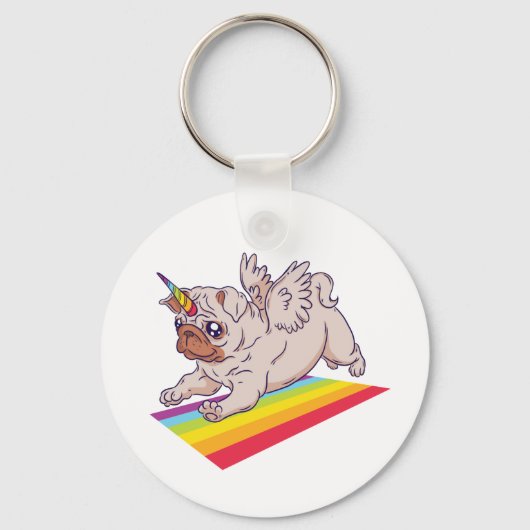 Funny MOPS will ein Niedlicher Rainbow-Hund sein Schlüsselanhänger (Vorderseite)